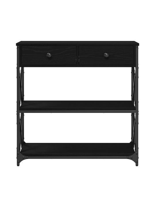 Console Table Wood & Metal Μαύρη Δρυς L75xW28xH75cm