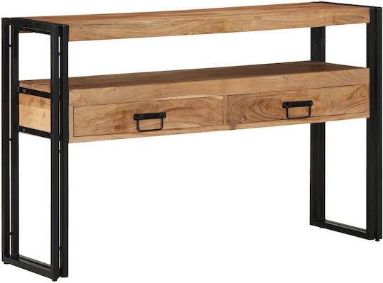 Console Table of Solid Wood & Metal Black L120xW33xH75cm