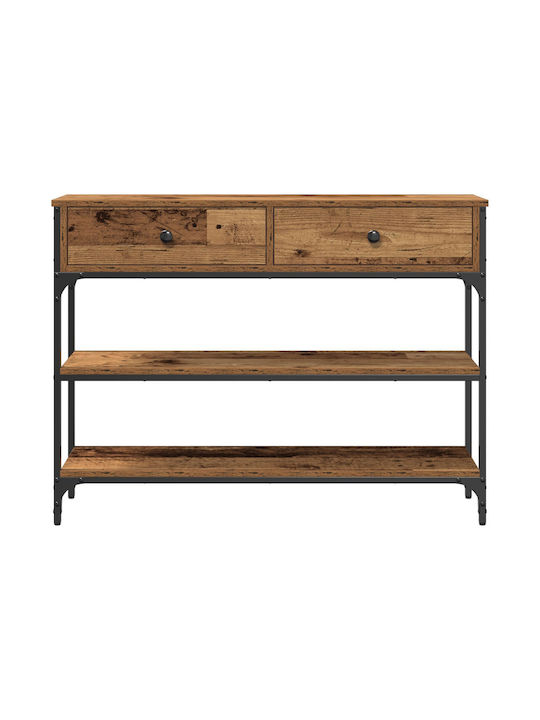 Console Table Wood & Metal Παλιού Ξύλου L100xW25xH75cm
