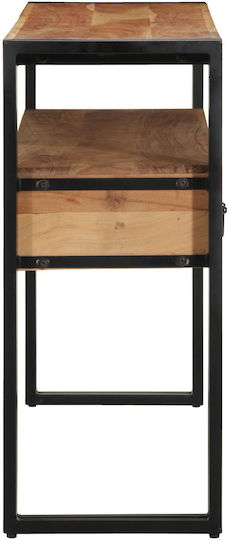 Console Table of Solid Wood & Metal Black L120xW33xH75cm