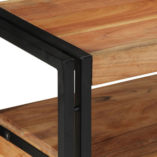 Console Table of Solid Wood & Metal Black L120xW33xH75cm