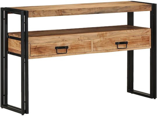 Console Table of Solid Wood & Metal Black L120xW33xH75cm