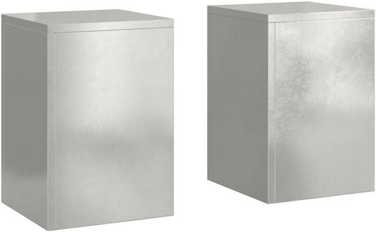 vidaXL Plant Stands Metal Silver 24cmx24cmx35cmcm. 2pcs
