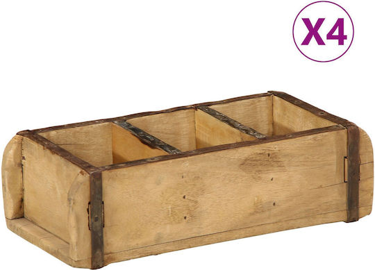 vidaXL Дърво Кутия за съхранение Кафяв 30x14x9см 4бр