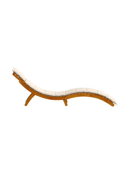 Liegestuhl Hölzernes mit Kissen Weiß 2Stück 184x55x64cm.