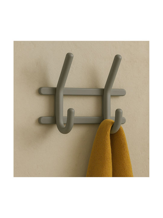 Wall Hanger Plastic 4 Hooks Gray 16x14.5x7.5cm