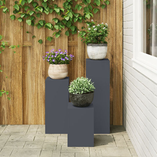 vidaXL Ανθοστήλες Μεταλλικές Γκρι 35x24x35εκ. 3τμχ