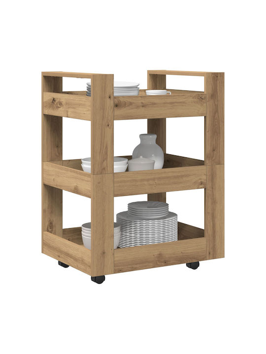 vidaXL Τρόλεϊ Κουζίνας Ξύλινο 3 Θέσεων Καφέ 60x45x80cm