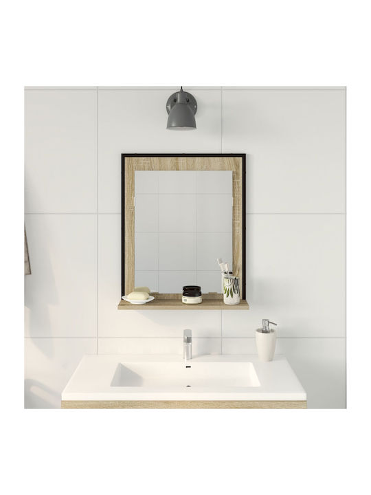 vidaXL Rectangular Bathroom Mirror with Shelf 50x12cm Brown