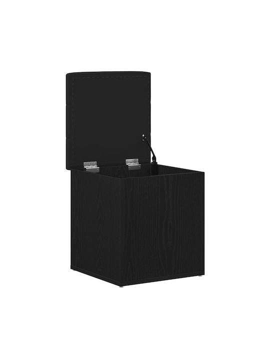 Stool For Living Room With Storage Space Wooden Black Oak 40x40x45cm