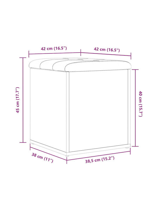 Stool For Living Room With Storage Space Wooden Black Oak 40x40x45cm