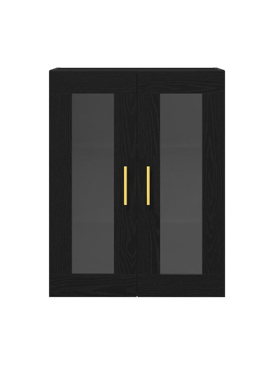 Висулка Витрина за хол от ПДЧ със Стъкло Black Oak 69.5x34x90см