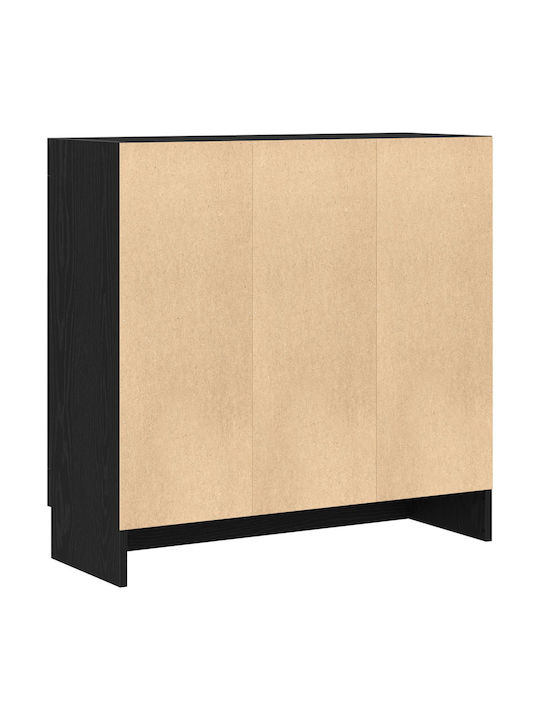 Bodenstehend Wohnzimmer Vitrine aus Spanplatte mit Glas Black 82.5x30.5x80cm