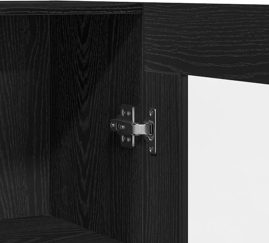 vidaXL Wohnzimmer Vitrine aus Spanplatte mit Verglasung Schwarze Eiche 82.5x30.5x150cm