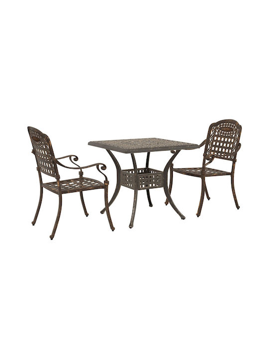 Dining Room Set for Small Outdoor Spaces 3 Pieces Bronze