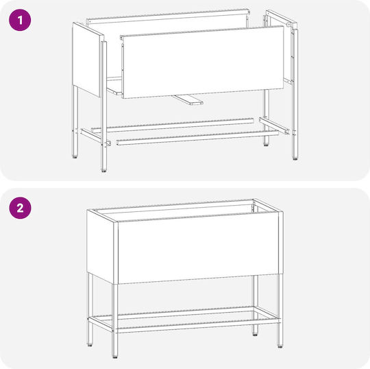 vidaXL Pot Metallic 60x26x45cm.