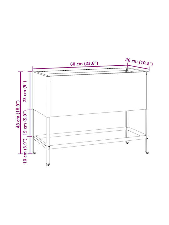 vidaXL Topf Metallisch 60x26x45cm.