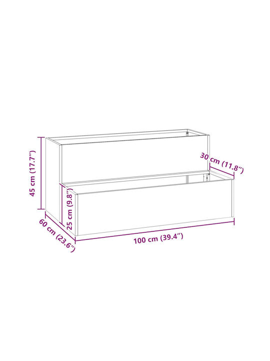 vidaXL Γλάστρα Μεταλλική Καφέ 100x60x45εκ.