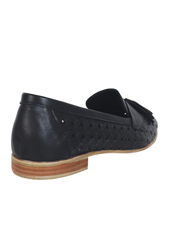 Leather Women's Moccasins in Black Color