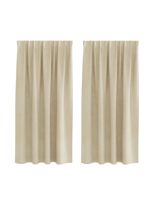 vidaXL vidaXL Set Vorhänge Verdunkelung Fenster mit Bleistiftfalten Beige 140x175cm