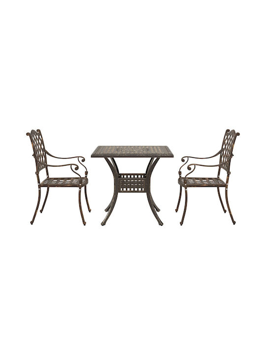 Dining Room Set for Small Outdoor Spaces 3 Pieces Bronze