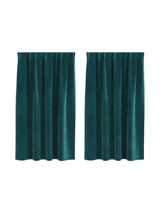 vidaXL Set Window Curtains With Pencil Pleat Green 140x140cm