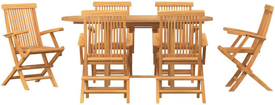 Outdoor Dining Set 7 Pieces Brown
