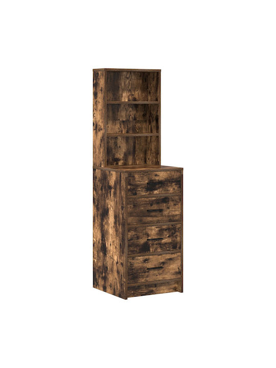 Masută De Toaletă De Podea Din Lemn Fumuriu De Stejar Cu Oglindă 40x41x135cm