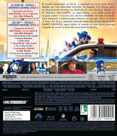 Sonic The Movie 4K + BD Greek Subtitles Only In 4K 4K
