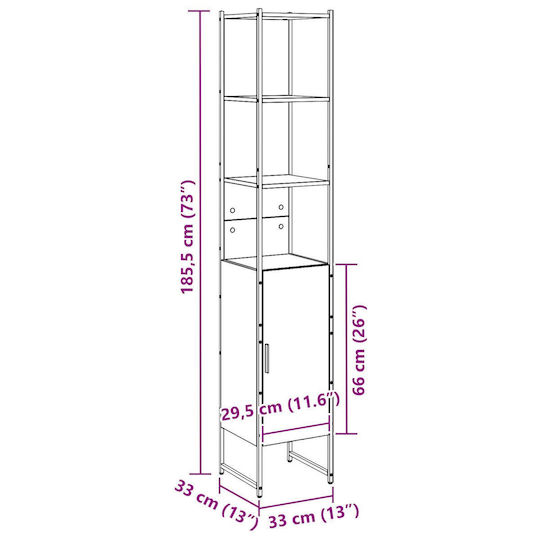 vidaXL Στήλη Μπάνιου Δαπέδου Μ33xΒ33xΥ185.5cm Δρυς