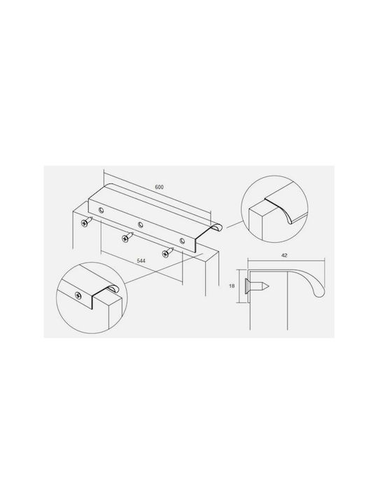 Marmouris Handgriff Möbelgriff aus Metallisch Nickel Satin 300mm (Zentrenabstand 224mm) 10300277 1Stück