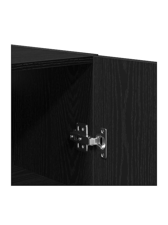 Wand Wohnzimmer Vitrine aus Massivholz Schwarz Eiche 69.5x34x90cm