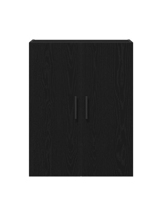 Wand Wohnzimmer Vitrine aus Massivholz Schwarz Eiche 69.5x34x90cm