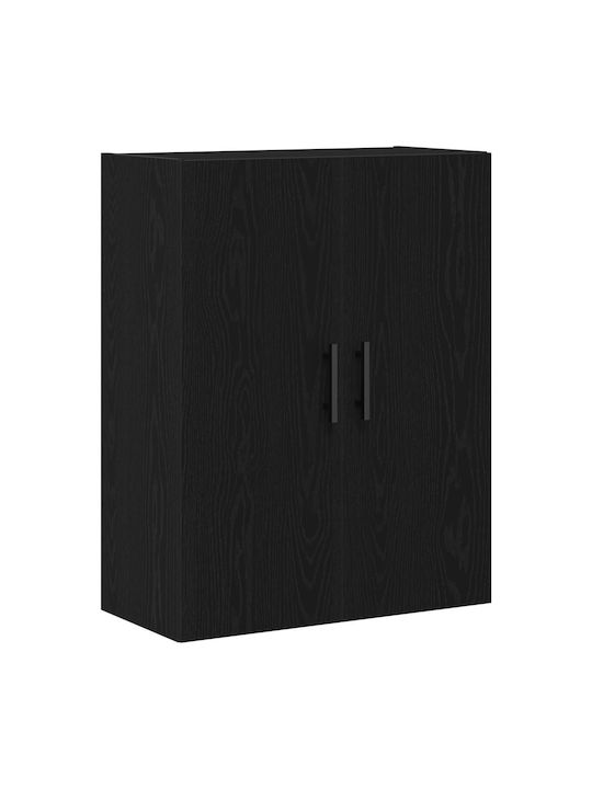 Wand Wohnzimmer Vitrine aus Massivholz Schwarz Eiche 69.5x34x90cm