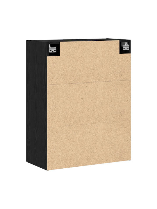 Wand Wohnzimmer Vitrine aus Massivholz Schwarz Eiche 69.5x34x90cm