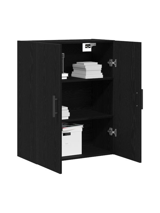 Wand Wohnzimmer Vitrine aus Massivholz Schwarz Eiche 69.5x34x90cm