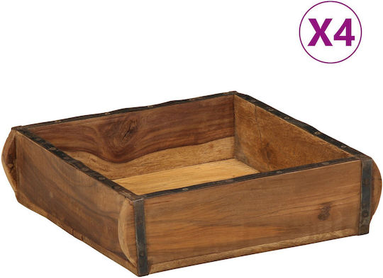 vidaXL Wooden Square Decorative Tray 31x29x10cm 4pcs