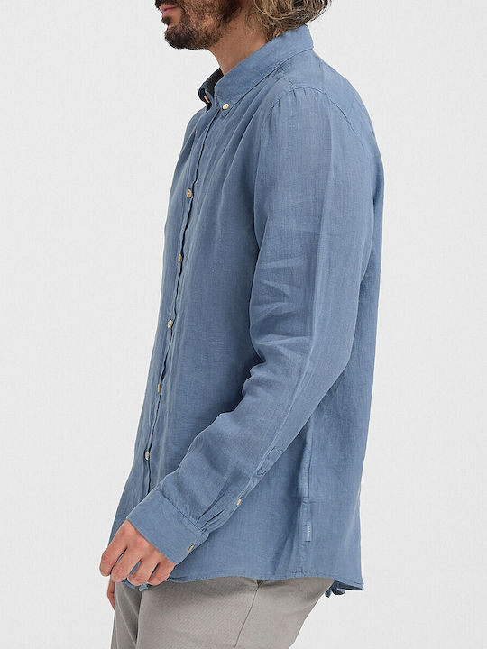 Langärmlig Leinen Hemd Sky Blue