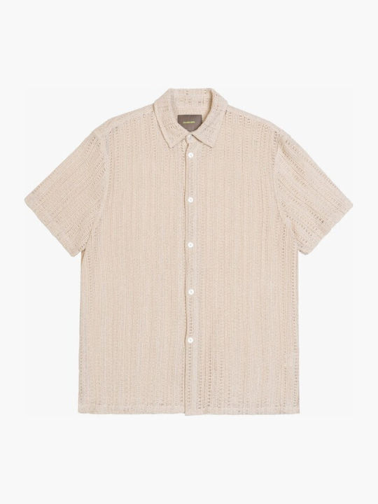 Κοντομάνικο Βαμβακερό Πουκάμισο Beige