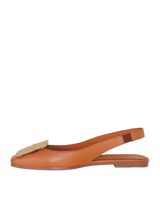 Leather Ballerinas Tabac Brown