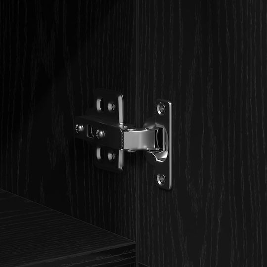 Sideboard made of Solid Wood Black Velvet-Black Metal 100x36x60cm