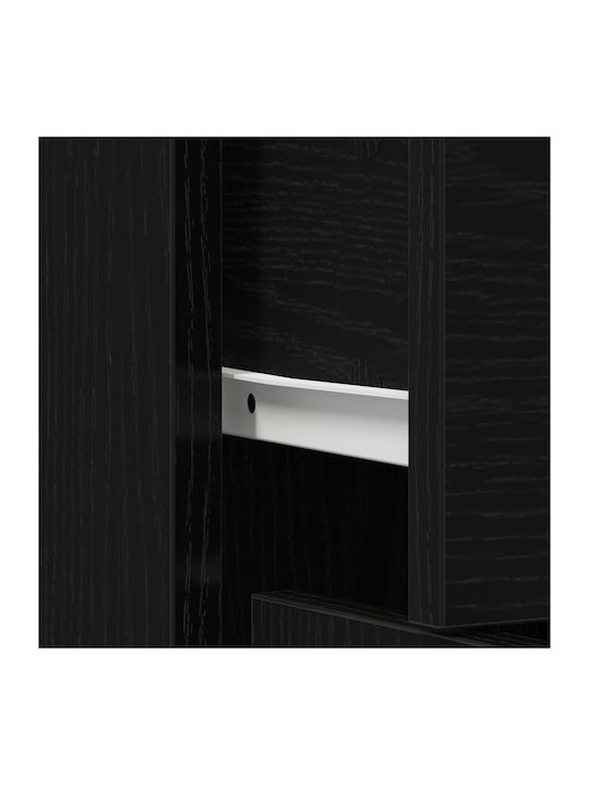 Sideboard Wooden with Drawers Black Velvet-Black Metal 60x30x75cm
