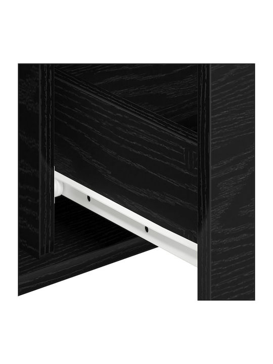 Sideboard Wooden with Drawers Black Velvet-Black Metal 101.5x35x70cm