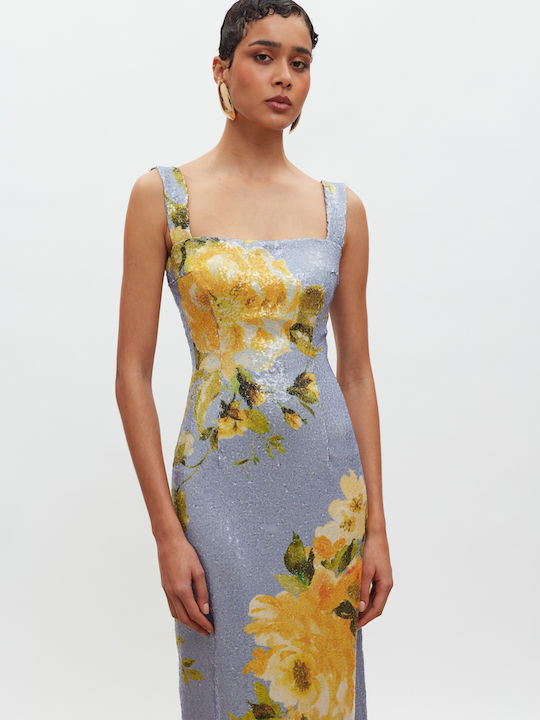 Maxi Evening Dress Indigo Yellow