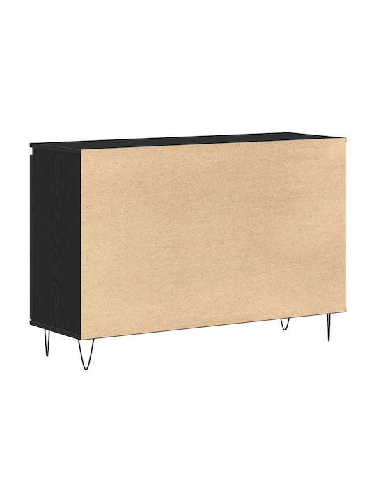 Sideboard Wooden with Drawers Black Velvet-Black Metal 101.5x35x70cm
