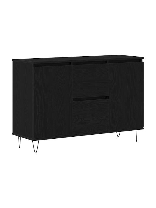 Sideboard Wooden with Drawers Black Velvet-Black Metal 101.5x35x70cm