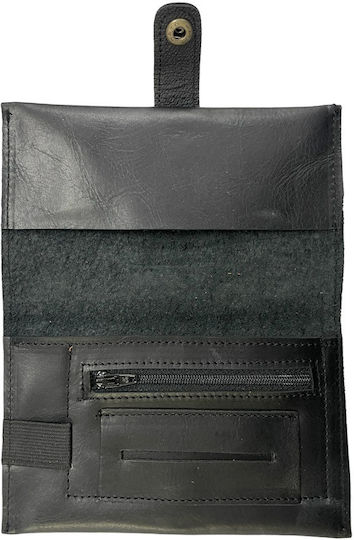Tfar Tobacco Pouch With Snap Closure Leather Black
