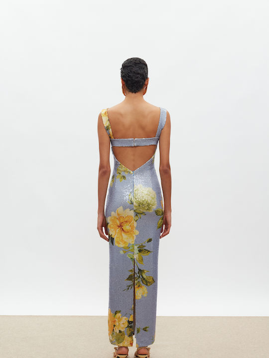 Maxi Evening Dress Indigo Yellow