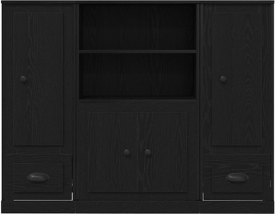 Мебели за съхранение дървен с чекмеджета и огледало Black Oak 132x35.5x103.5см