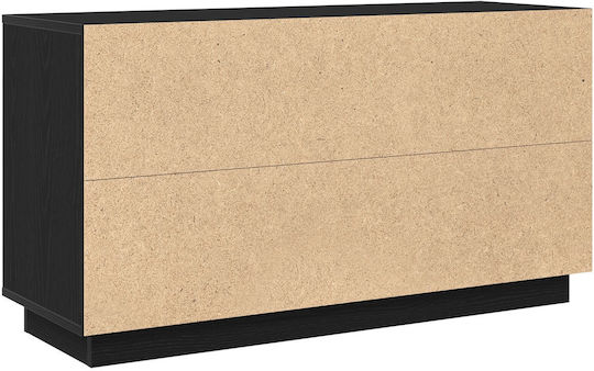 Sideboard made of Wood Black Velvet-Black Metal 102x35x55cm